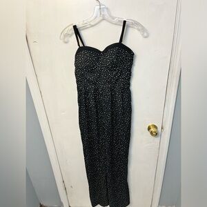 3/$20 Band of Gypsies polka dot black and white jumpsuit